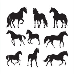 A black silhouette Horse set
