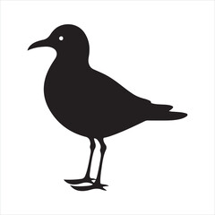 A black silhouette Gull bird set
