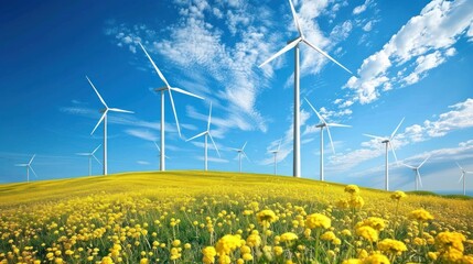 Wind turbines for sustainable energy production.