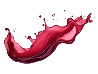 Burgundy liquid wave splash water isolated on transparent background, transparency image, removed background