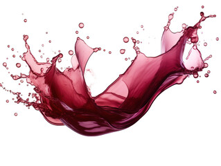 Burgundy liquid wave splash water isolated on transparent background, transparency image, removed background
