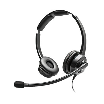 Call center headset on white or transparent background..