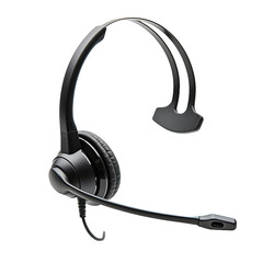 Call center headset on white or transparent background..