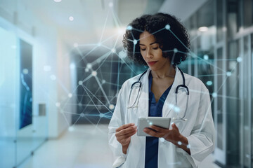 Healthcare Professional Analyzing Data on Digital Tablet