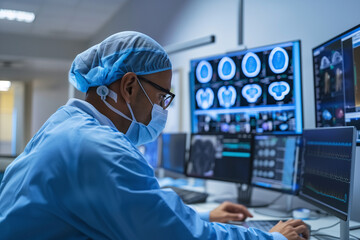 Surgical Specialist Analyzing Patient Scans Pre-Operation