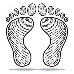 footprint icon vector engraving style hand drawn element black and white