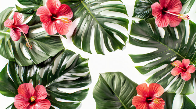 Beautiful photo of hibiscus flowers and tropical