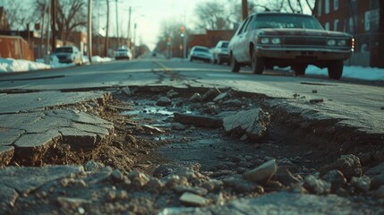 The city's roads present a stark contrast, marred by deep cracks and jagged holes that underscore the need for urgent maintenance