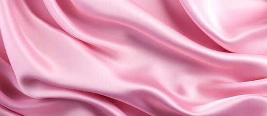 Fototapeta premium Pink silk satin fabric with a delicate wave texture. Festive vertical abstract fabric backdrop.