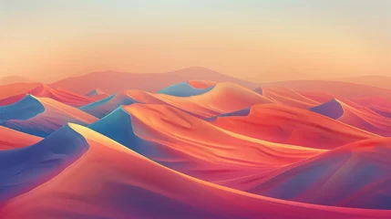Fotobehang Vibrant Sunset Over Colorful Sand Dunes in Abstract Desert Landscape © Muhammad