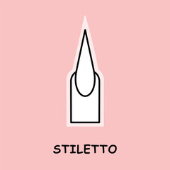 vector illustration nail shape stiletto pink background
