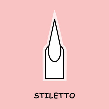 vector illustration nail shape stiletto pink background