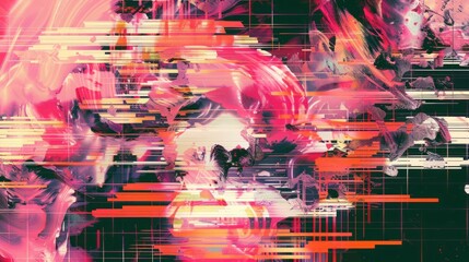 Abstract Digital Artwork with Dynamic Strokes and Colorful Blend
