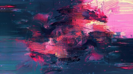 Vibrant Abstract Digital Artwork with Red and Blue Hues