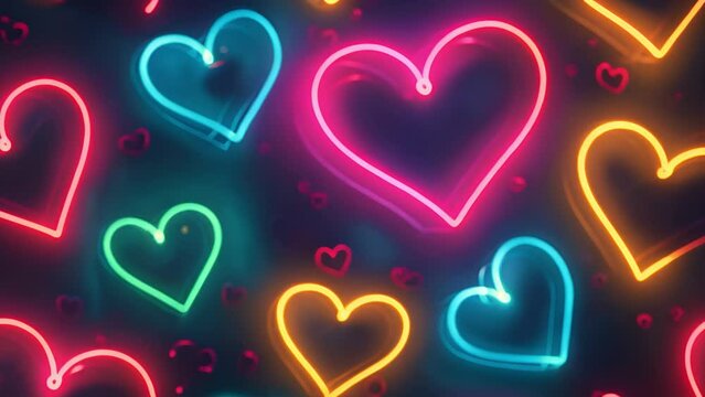 Abstract Pink Romantic Energy flowing Neon Glowing Light Interlocking Fire Love Symbol. Use it in slideshow, social media post, live, shorts, reels, tiktoks, advertisement, presentation and animation.