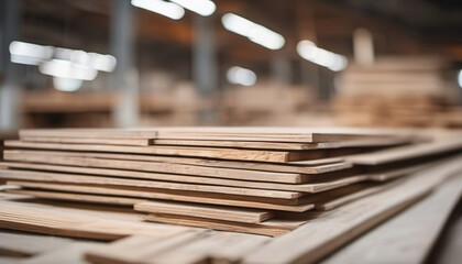 Pieces od wood in the warehouse mass production, generative ai