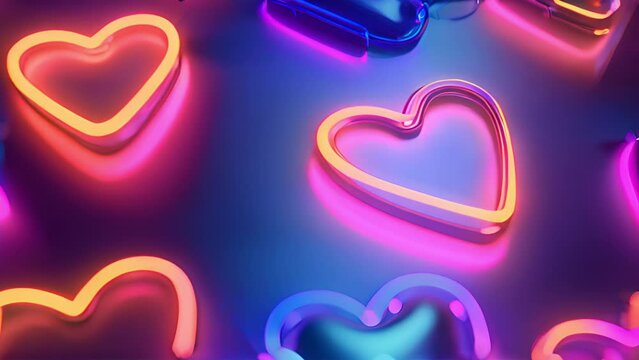 Abstract Pink Romantic Energy flowing Neon Glowing Light Interlocking Fire Love Symbol. Use it in slideshow, social media post, live, shorts, reels, tiktoks, advertisement, presentation and animation.