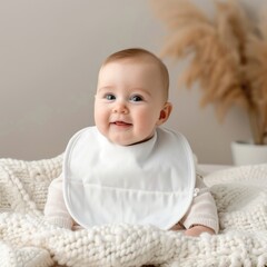 White Baby Bib Mockup