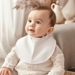 White Baby Bib Mockup
