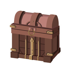 Antique chest ornate, isolated on white background.Vector illustration of a closed chest.