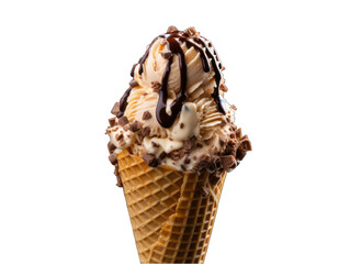 Caramel ice cream in a cown isolated on transparent background, transparency image, removed background