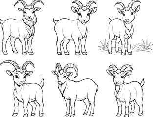 Saanen Goat hand drawn coloring page and outline vector design