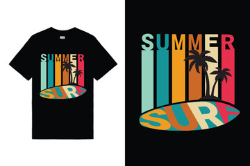 Summer surfing t shirt design concept