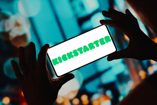 March 11, 2024, Brazil. In this photo illustration, the Kickstarter logo is displayed on a smartphone screen.