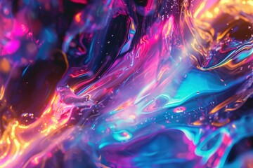 Dynamic Abstract fluid holographic. Abstract neon. Generate Ai