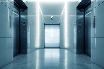 Within the impressive confines of a contemporary office building, modern elevators stand as a testament to innovative design and architectural excellence