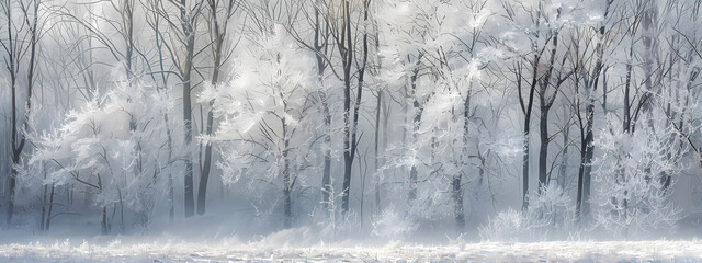 Fototapeta premium Frozen Whispers: The Solitude of Winter Trees