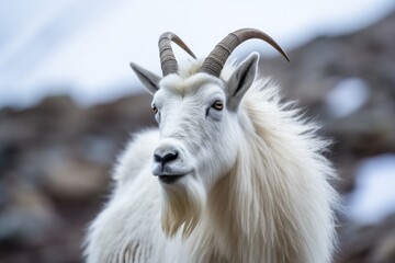 Obraz premium A close-up of a mountain goat in its natural habitat