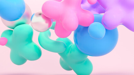 3D Colorful Floating shapes background