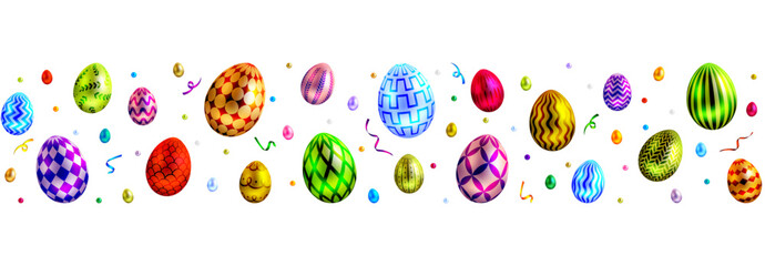 Easter banner with colorful Easter eggs. Seamless pattern for Easter card or poster - 755921945