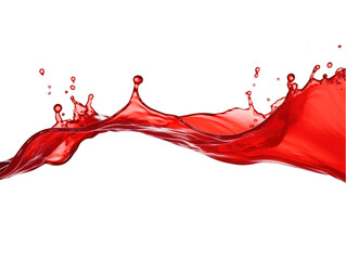 Red liquid wave water isolated on transparent background, transparency image, removed background