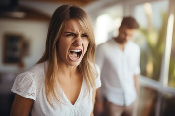 couple shouting and angry with problems