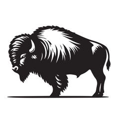 Majestic American Bison Silhouettes: Graceful Outlines for Wildlife Enthusiasts, Graceful American Bison Silhouettes: Majestic Wildlife Art, Bison buffalo silhouettes isolated on white background.