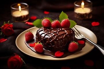 Fototapeta na wymiar Tempting dessert ready for your heartfelt message