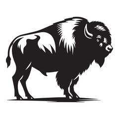 Majestic American Bison Silhouettes: Graceful Outlines for Wildlife Enthusiasts, Graceful American Bison Silhouettes: Majestic Wildlife Art, Bison buffalo silhouettes isolated on white background.