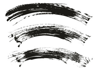 Hand Drawn Flat Fan Brush Thin Curved Background High Detail Abstract Vector Background Set 