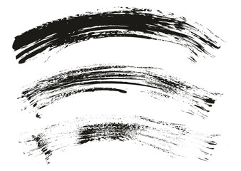 Hand Drawn Flat Fan Brush Thin Curved Background High Detail Abstract Vector Background Set 