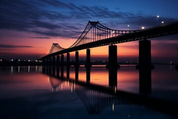 Fototapeta na wymiar The silhouette of a bridge during the twilight