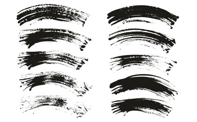 Hand Drawn Flat Fan Brush Thin Curved Background High Detail Abstract Vector Background Set 