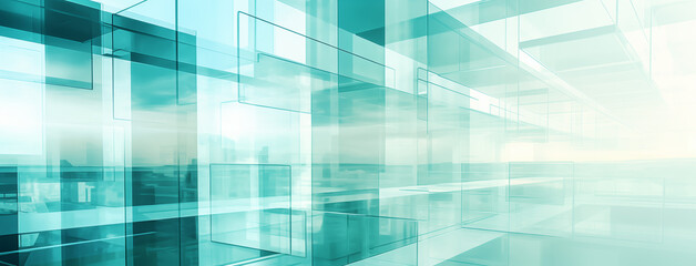 Luminous Azure Abstract Perspective, Intricate, Dimensional Background Featuring Varied Glass Panels. A Mesmerizing Composition Evoking Depth and Intrigue, Ideal for Modern Design Concepts