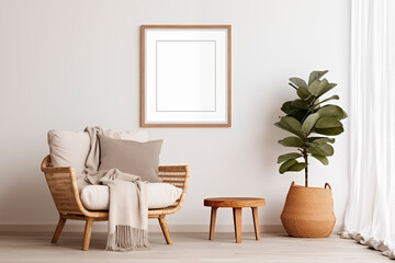 A cozy chair and plant in a stylish modern room setup.