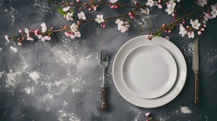 diffused light illuminates the table setting, highlighting the delicate details of pink flowers and silverware. This enhances the romantic atmosphere and creates a realistic atmosphere.