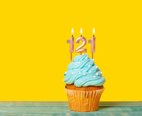 Birthday Cake With Candle Number 121