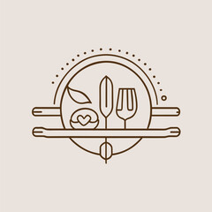 logo, food, maybe cutlery, vector illustration line art
