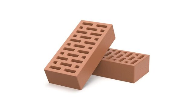 Two clay bricks on white background