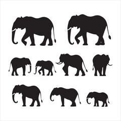 A black silhouette Elephant set
